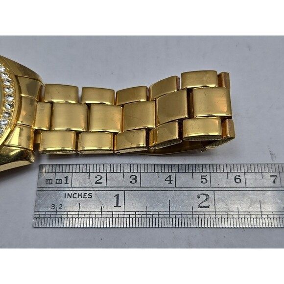 Betsey Johnson Gold Tone Crystal Bezel Champagne Bottle Bow Quartz New Battery - Picture 9 of 13